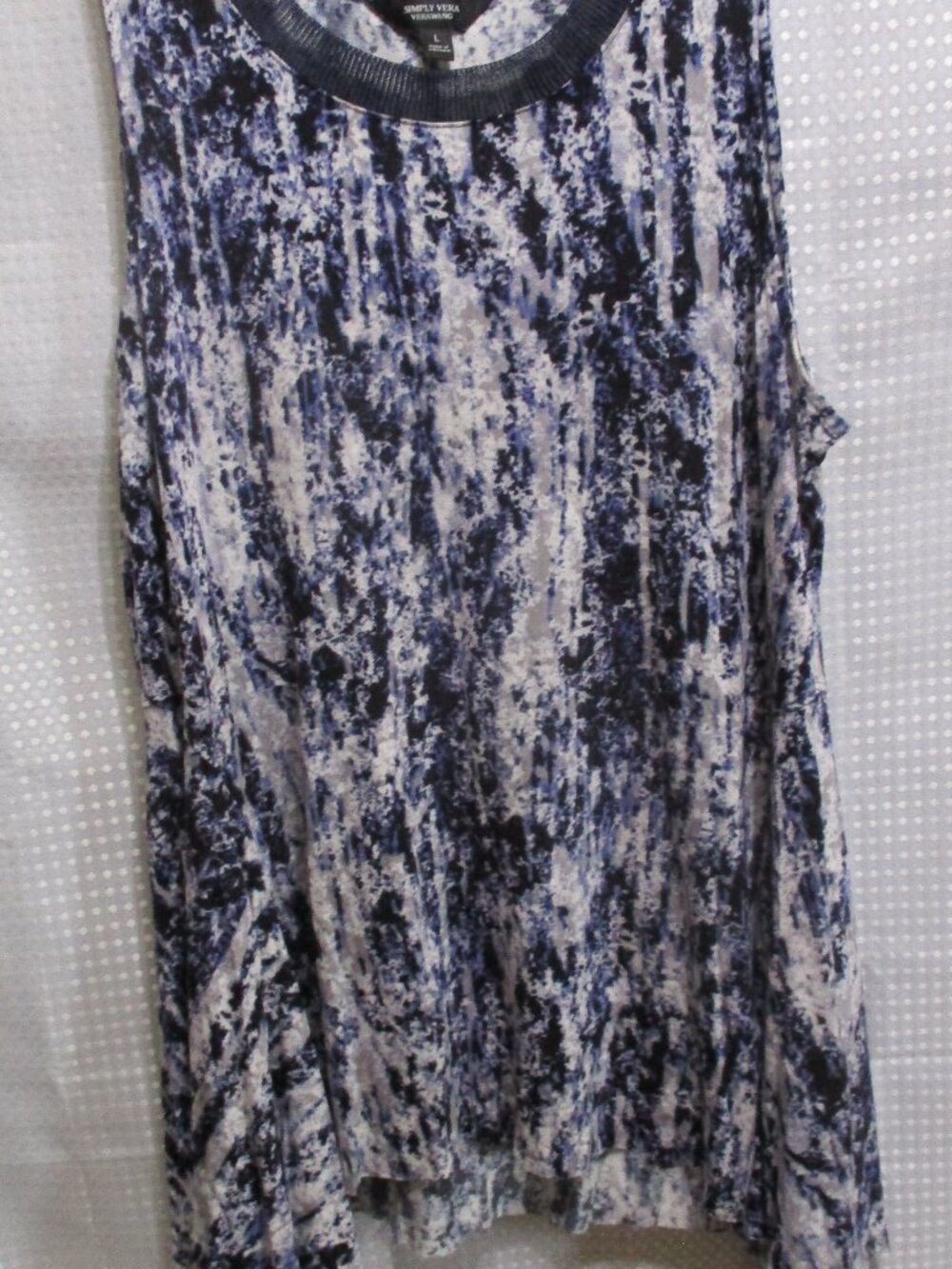 Simply Vera Wang Sleeveless Handkerchief Hem Multicolor Pullover Tunic Top Sz L